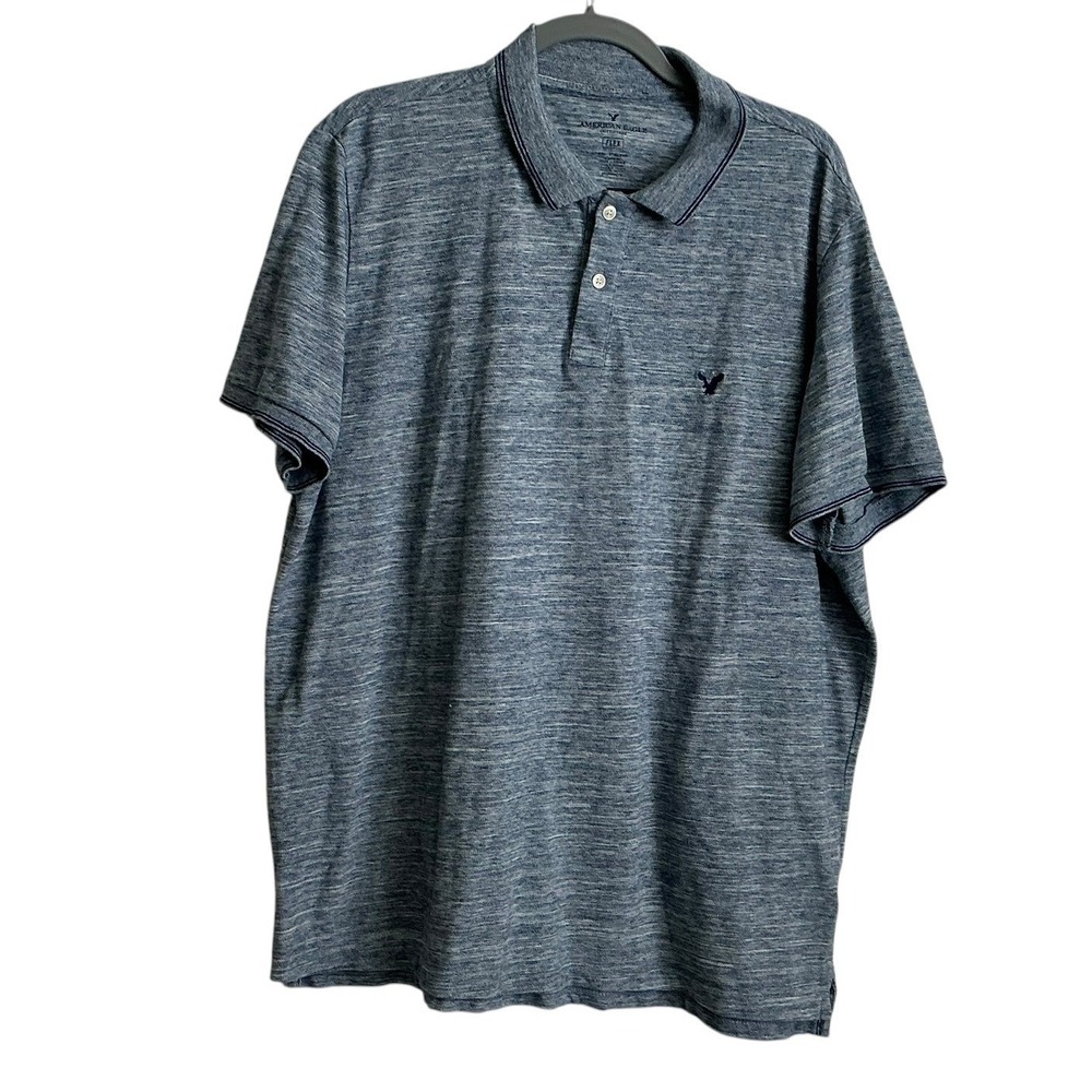American Eagle‎ Outfitters Flex Polo Shirt Mens XXL Blue Heather Classic Fit